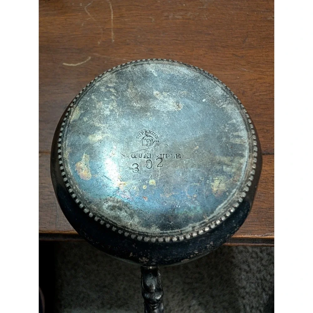 Superior Silver Company Quadruple Plate Cup, Etched Flowers & Ornate Handle 2